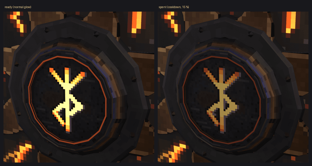 The rune boss when ready, and dimmed during the cooldown